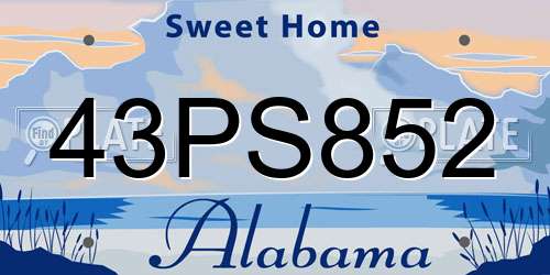 43PS852 Alabama License Plate