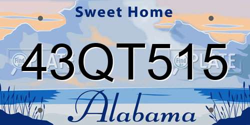 43QT515 Alabama License Plate