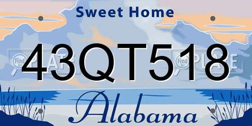 43QT518 Alabama License Plate