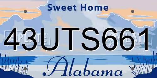 43UTS661 Alabama License Plate