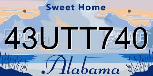 43UTT740 Alabama License Plate