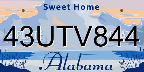43UTV844 Alabama License Plate