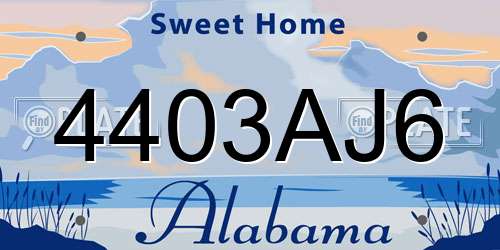 4403AJ6 Alabama License Plate
