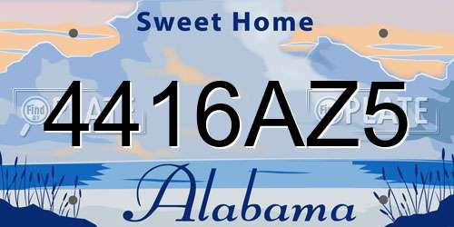 4416AZ5 Alabama License Plate