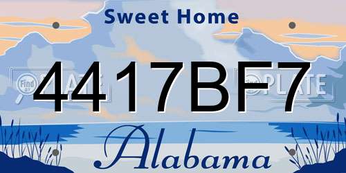 4417BF7 Alabama License Plate
