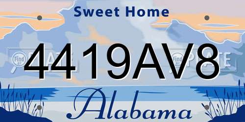 4419AV8 Alabama License Plate