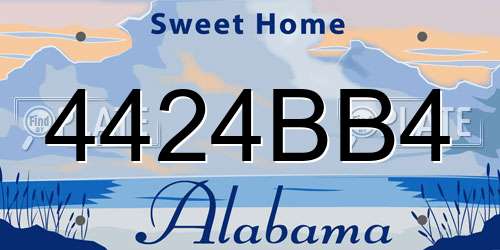 4424BB4 Alabama License Plate