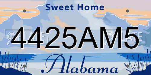 4425AM5 Alabama License Plate