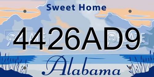 4426AD9 Alabama License Plate