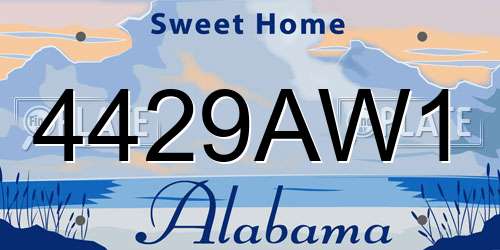 4429AW1 Alabama License Plate