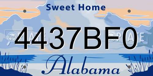 4437BF0 Alabama License Plate