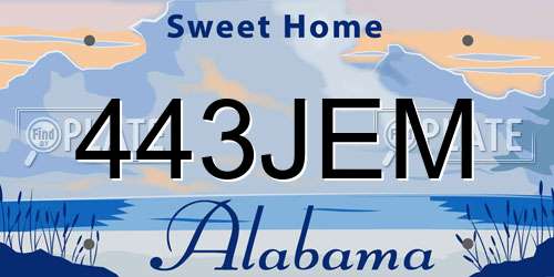 443JEM Alabama License Plate