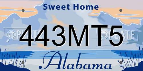 443MT5 Alabama License Plate
