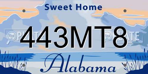 443MT8 Alabama License Plate