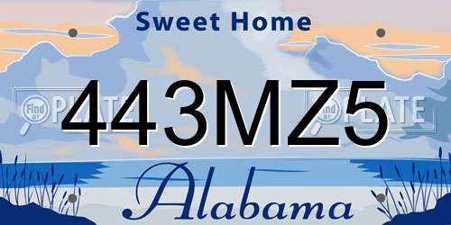 443MZ5 Alabama License Plate