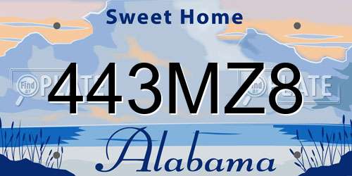 443MZ8 Alabama License Plate
