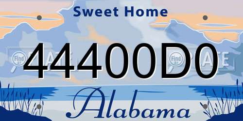 44400D0 Alabama License Plate