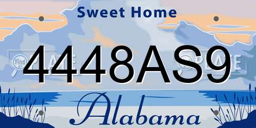 4448AS9 Alabama License Plate
