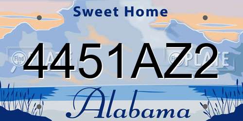 4451AZ2 Alabama License Plate