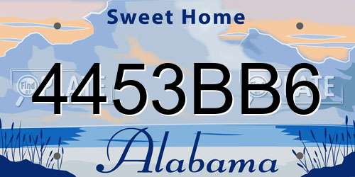 4453BB6 Alabama License Plate
