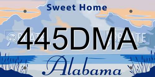 445DMA Alabama License Plate