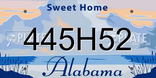 445H52 Alabama License Plate