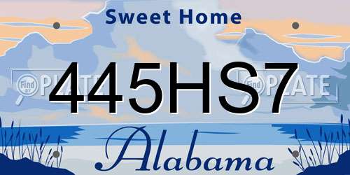 445HS7 Alabama License Plate