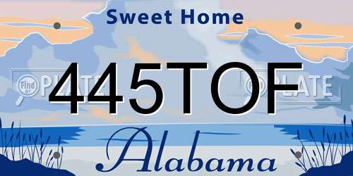 445TOF Alabama License Plate