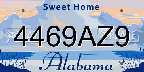 4469AZ9 Alabama License Plate