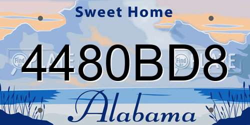 4480BD8 Alabama License Plate
