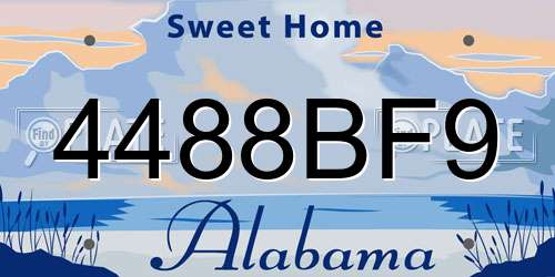 4488BF9 Alabama License Plate