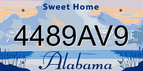 4489AV9 Alabama License Plate