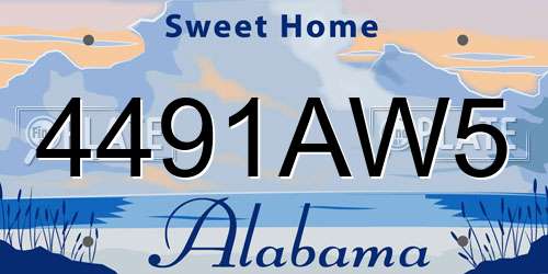 4491AW5 Alabama License Plate