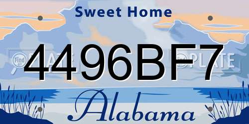 4496BF7 Alabama License Plate