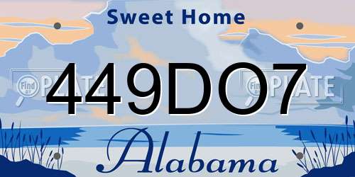 449DO7 Alabama License Plate