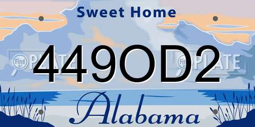 449OD2 Alabama License Plate