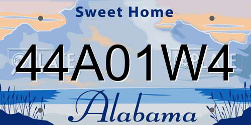 44A01W4 Alabama License Plate