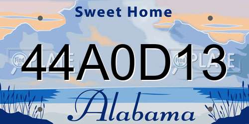 44A0D13 Alabama License Plate