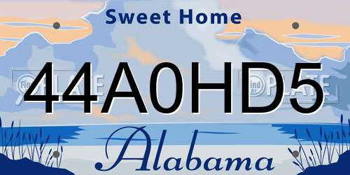 44A0HD5 Alabama License Plate