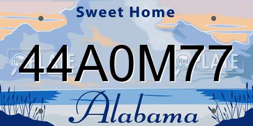 44A0M77 Alabama License Plate
