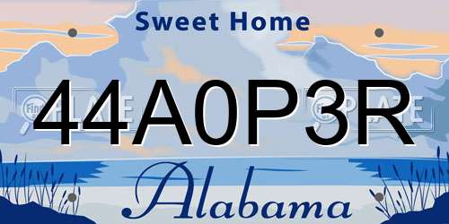 44A0P3R Alabama License Plate