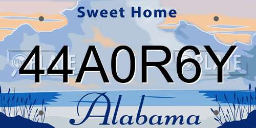44A0R6Y Alabama License Plate