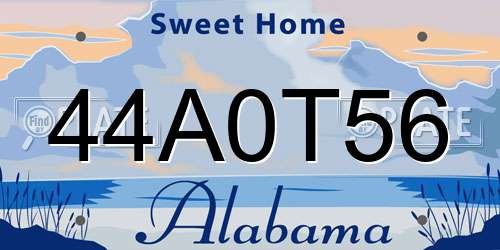 44A0T56 Alabama License Plate