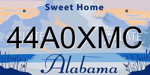 44A0XMC Alabama License Plate