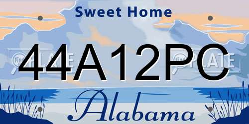 44A12PC Alabama License Plate
