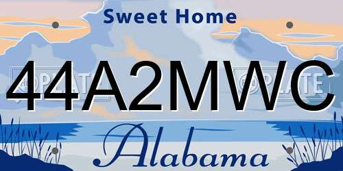 44A2MWC Alabama License Plate