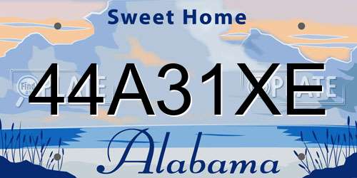 44A31XE Alabama License Plate
