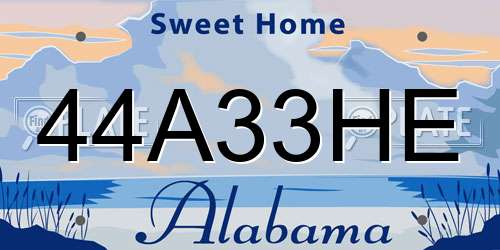 44A33HE Alabama License Plate