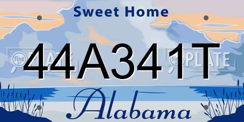 44A341T Alabama License Plate