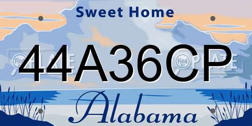 44A36CP Alabama License Plate
